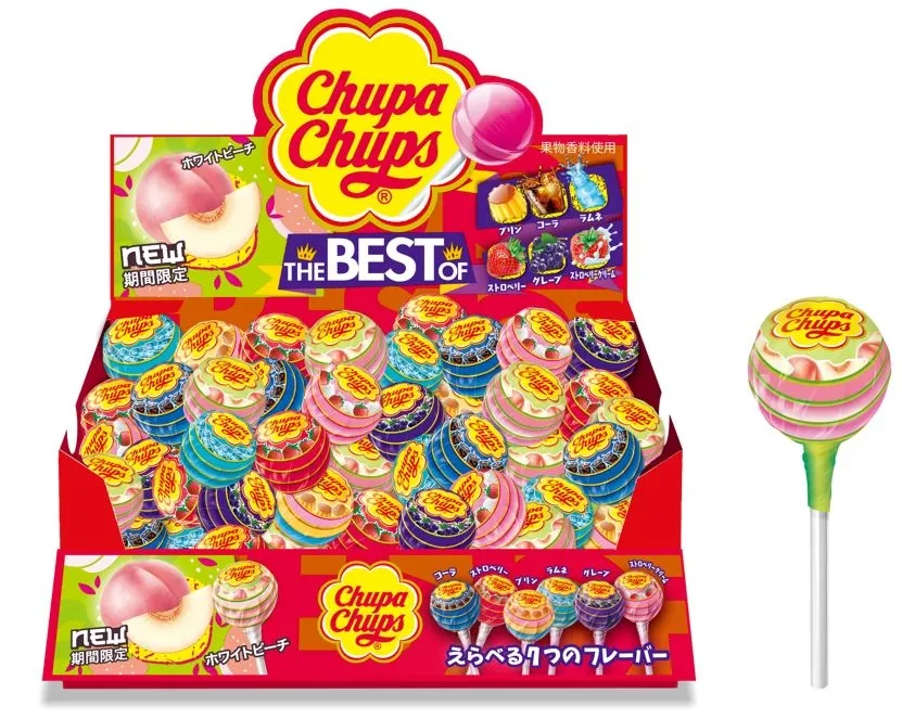チュッパチャップスのロリポップキャンディーのディスプレイ