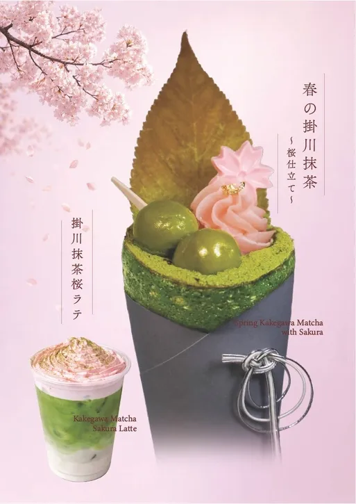 春の掛川抹茶 桜仕立て 掛川抹茶桜ラテ Kakegawa Matcha Sakura Latte Spring Kakegawa Matcha with Sakura