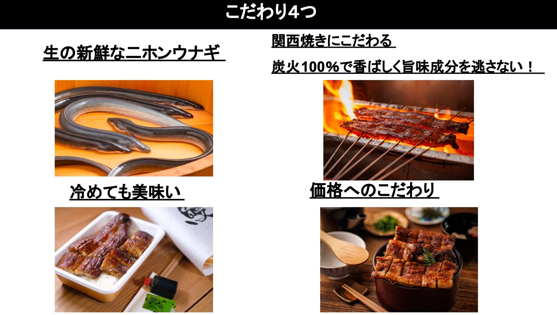 鰻のこだわりを紹介する画像