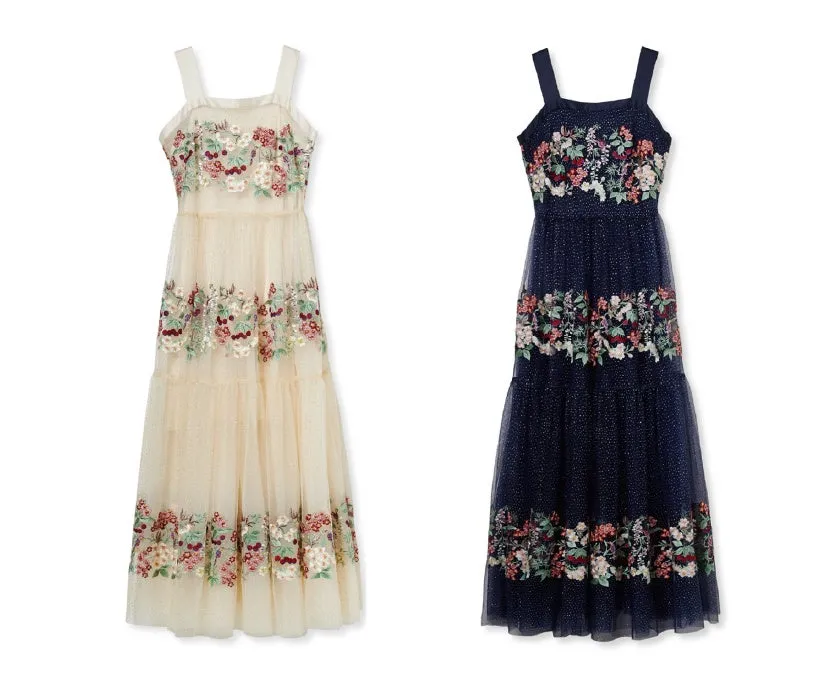 エンブロイダリーチュールドレス