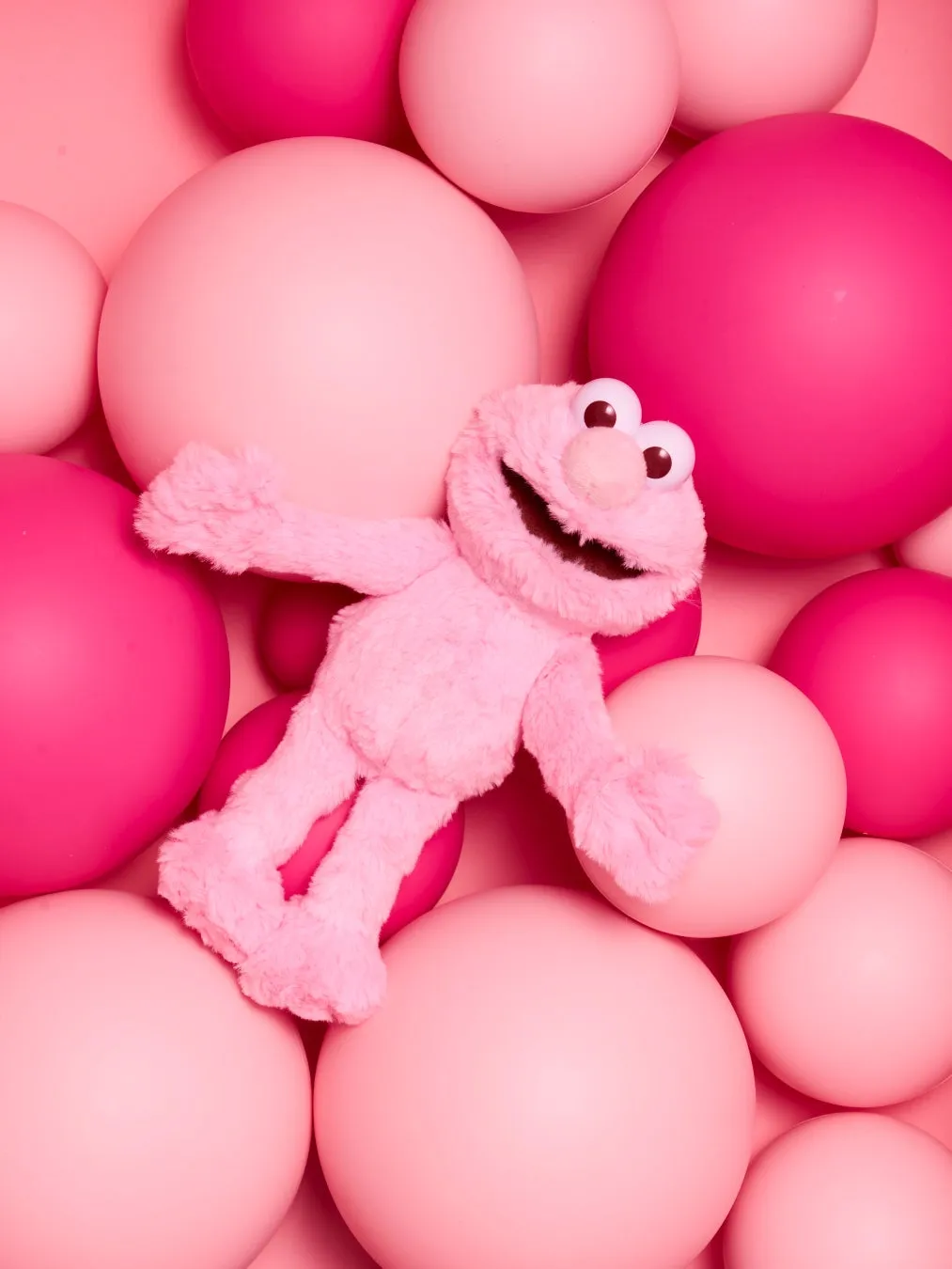 ピンクのエルモぬいぐるみとボール