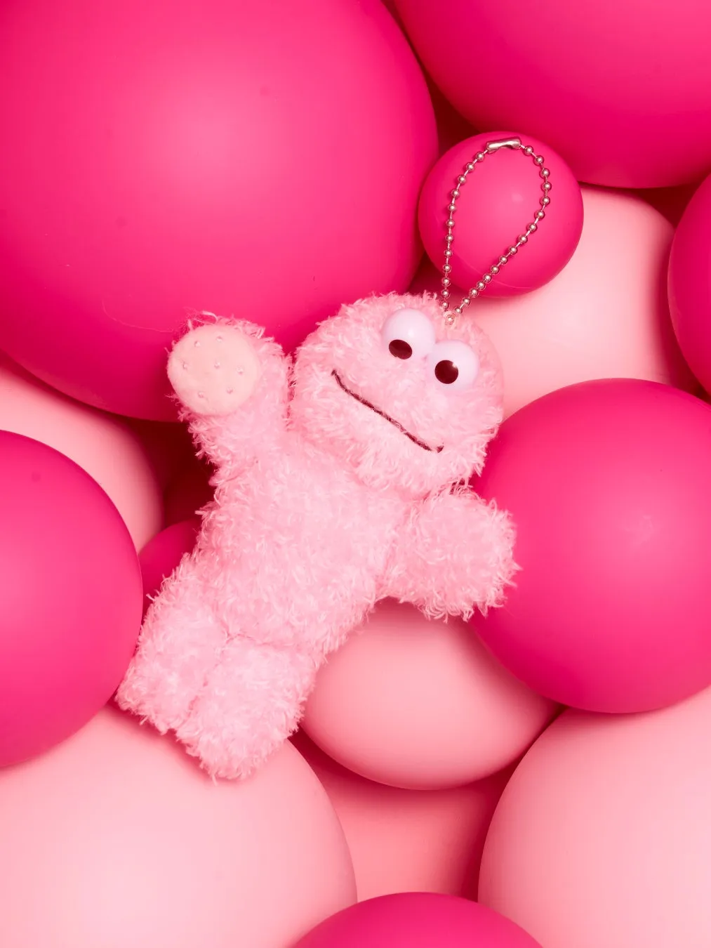 ピンクのクッキーモンスターぬいぐるみチャーム