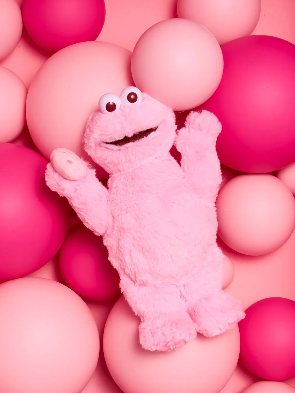 ピンクのエルモぬいぐるみとボール