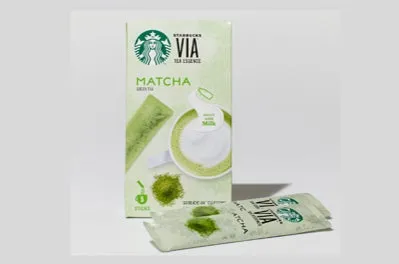 スターバックスVIA抹茶のパッケージとスティック