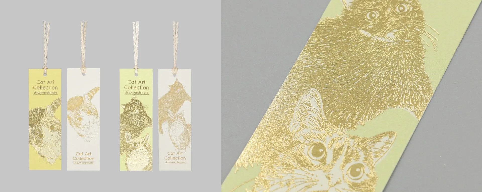 猫のイラストが描かれた栞のセット