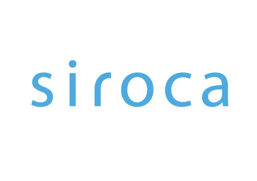 水色の文字で「siroca」と書かれたロゴ画像