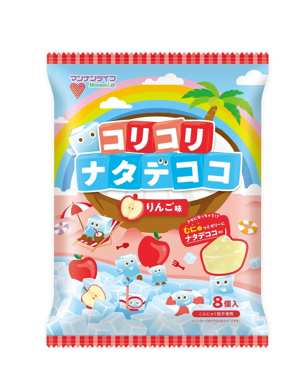 マンナンライフのナタデココ、りんご味のパッケージ。