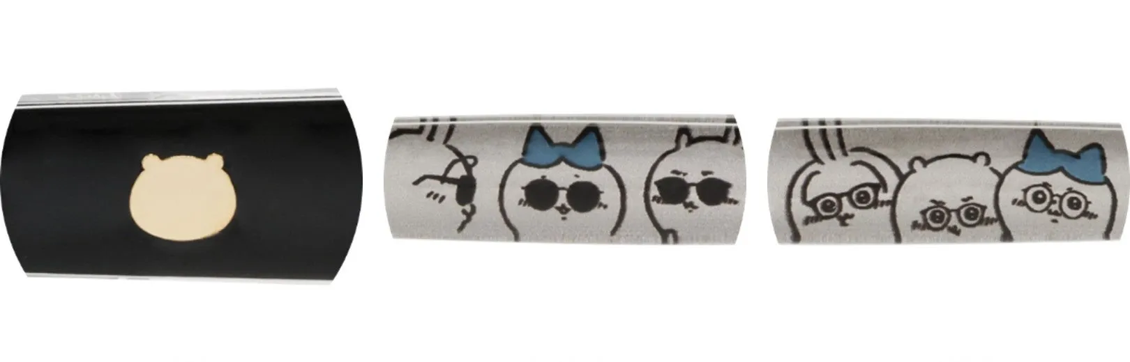 黒い背景にクマの模様があり、動物のキャラクターが描かれた模様がある画像です。