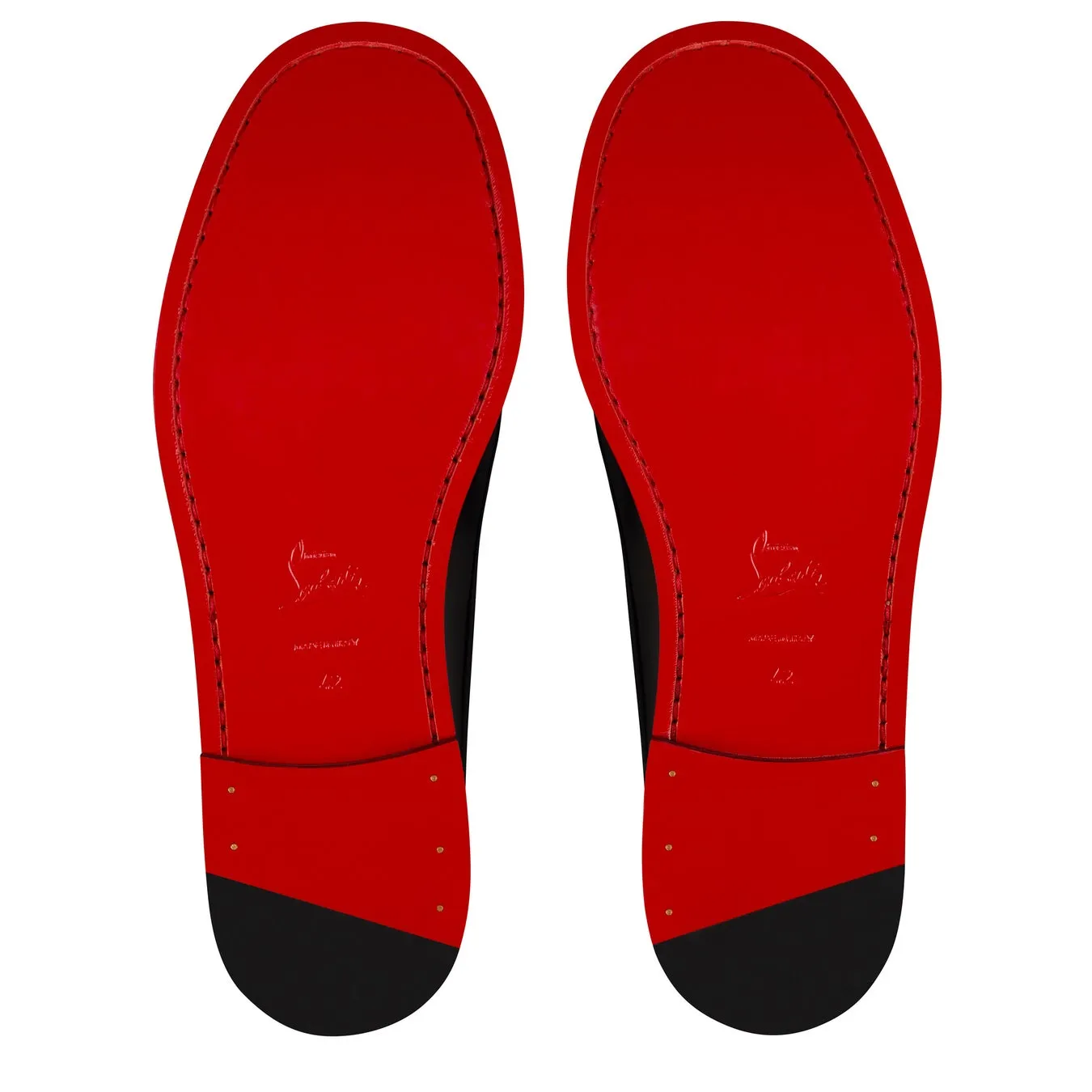 赤いソールが特徴的なクリスチャンルブタンの靴の底面の画像