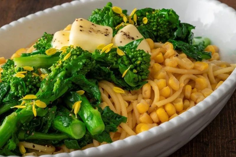 菜の花のバター醤油スパゲッティ