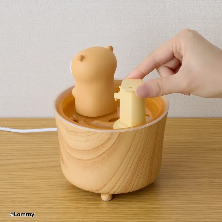 湯口パーツを回して加湿量を調整できる