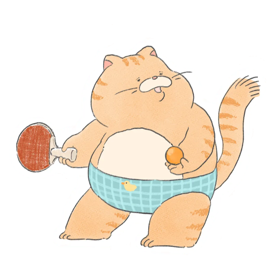 卓球をする猫のイラスト