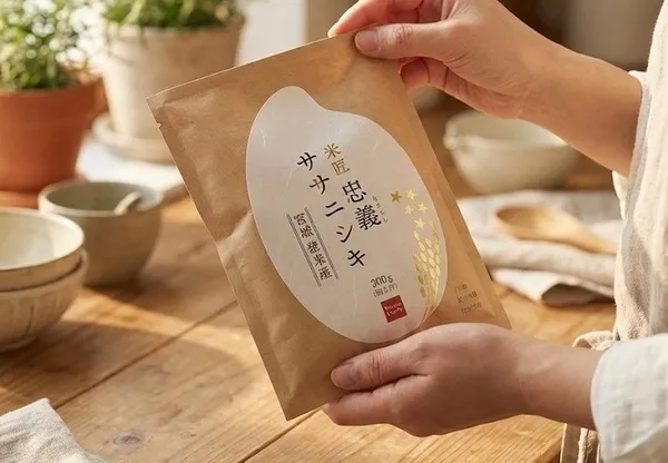 お米のパッケージを手で持っている様子