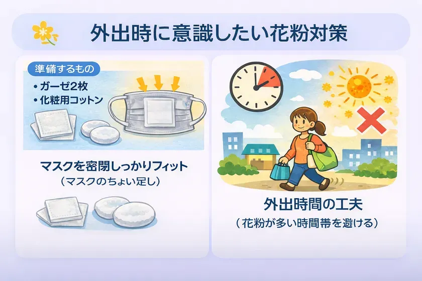 外出時に意識したい花粉対策