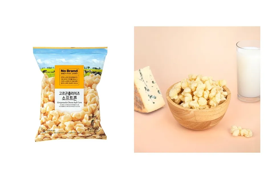 ゴルゴンゾーラチーズソフトコーンのスナック菓子、チーズ、牛乳の画像。