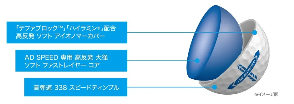 ゴルフボールの断面図