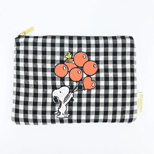 スヌーピー バルーンチェック フラットポーチ