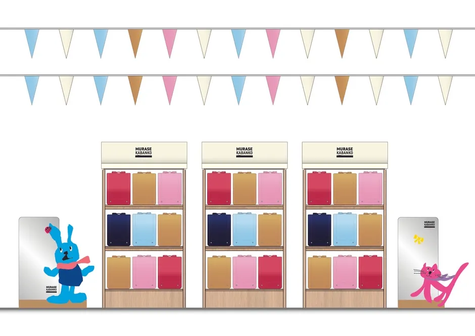 キャラクターが描かれたディスプレイのイラスト