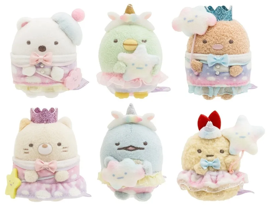 6体のすみっコぐらしのぬいぐるみ