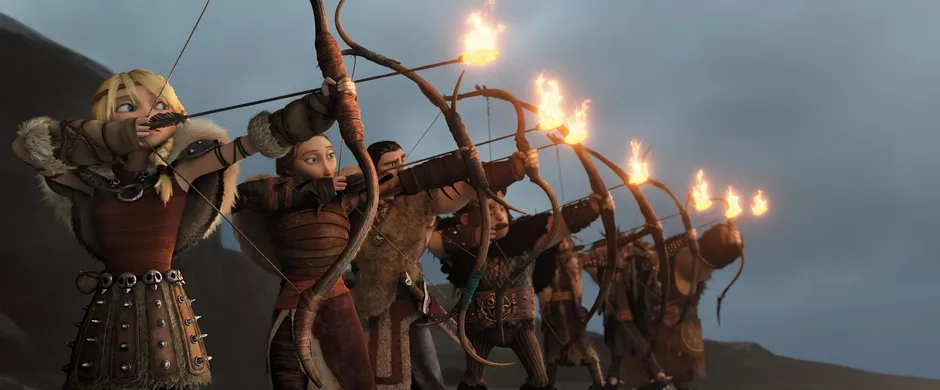 弓を構えるシーン