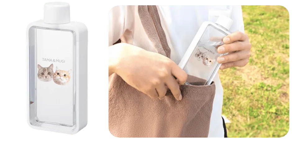 猫のイラストが描かれたボトル