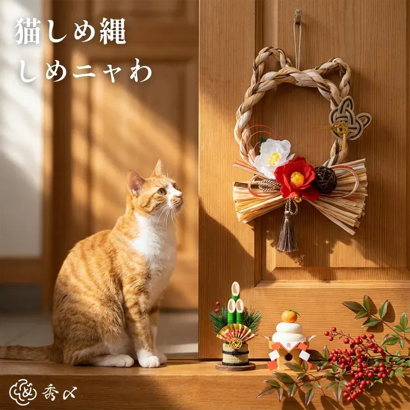 猫のしめ縄飾り