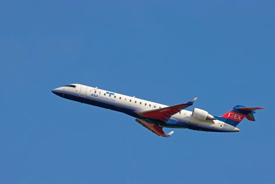 青空を飛行するIBEXの航空機