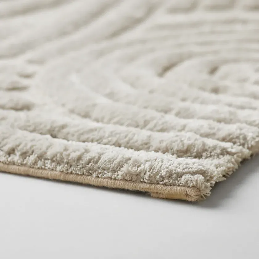 ベージュ色のラグのクローズアップ