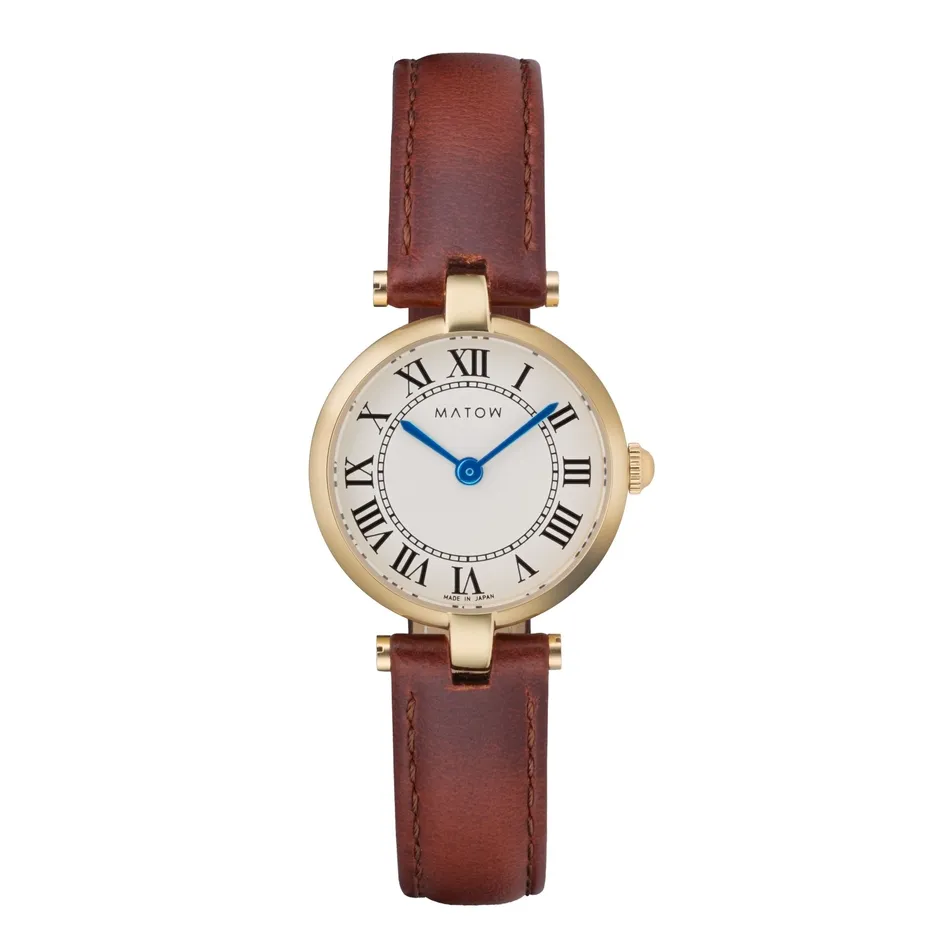 ベージュの革ベルトの腕時計